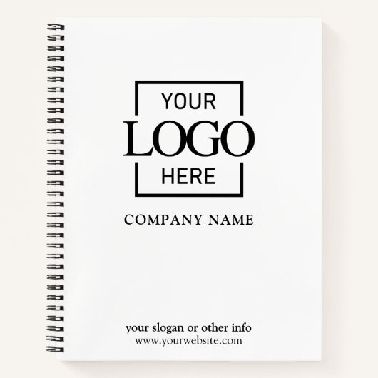 White Custom Business Logo Promotional Branding Notitieboek (Voorkant)
