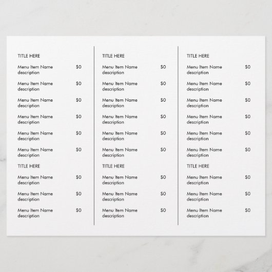 White Custom Business Logo Restaurant Afhaalmenu (Achterkant)