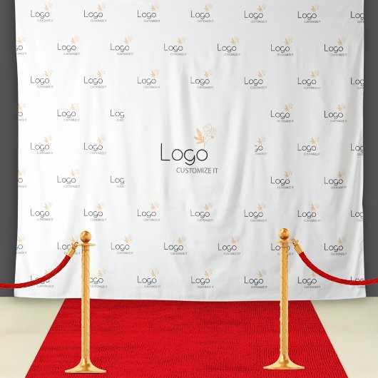 White Custom Business Logo Step Repeat Backdrop Wandkleed