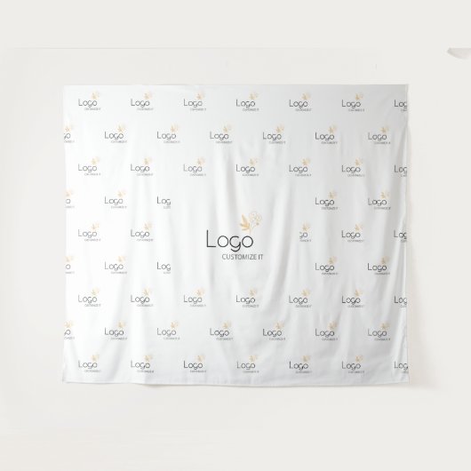 White Custom Business Logo Step Repeat Backdrop Wandkleed (Voorkant (horizontaal))