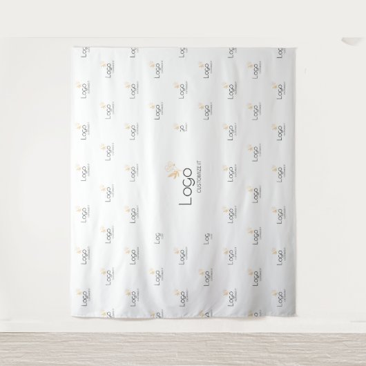 White Custom Business Logo Step Repeat Backdrop Wandkleed (Voorkant)