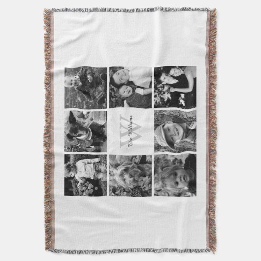 White Custom Family Photo Collage Deken (Voorkant Verticaal)