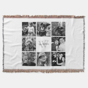 White Custom Family Photo Collage Deken