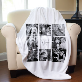 White Custom Family Photo Collage Fleece Deken