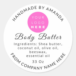 White Custom Logo Name Body Butter Cosmetics Gold Ronde Sticker