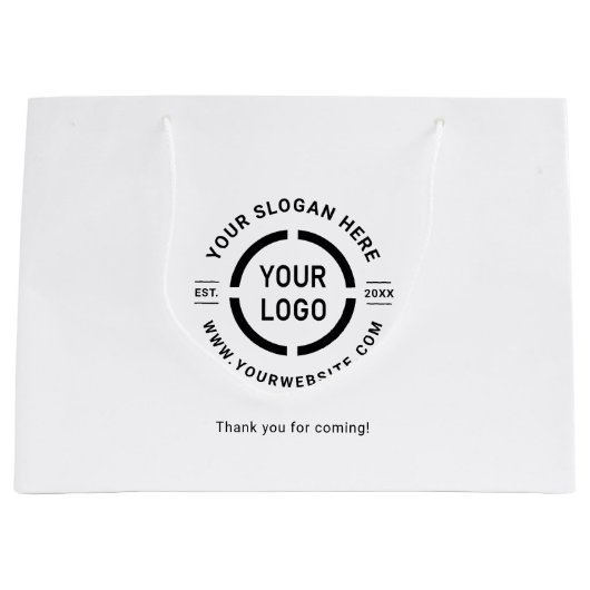 White custom logo promotional branded groot cadeauzakje (Voorkant)