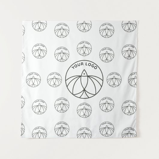 White Custom Square Backdrop Small Business Logo Wandkleed (Voorkant (horizontaal))