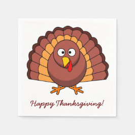 White Custom Thanksgiving Paper Napkins Turkey Servetten