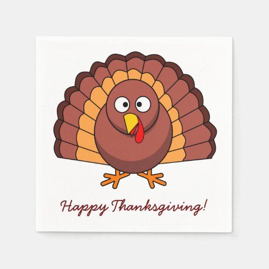 White Custom Thanksgiving Paper Napkins Turkey Servetten (Voorkant)