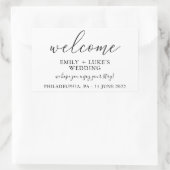White Custom Wedding Welcome Rechthoekige Sticker (Tas)