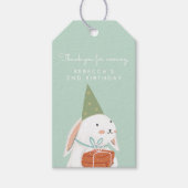 White Cute Bunny Birthday Bedankt Cadeaulabel (Voorkant)