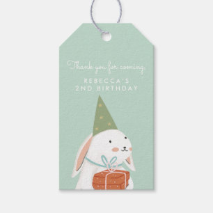 White Cute Bunny Birthday Bedankt Cadeaulabel