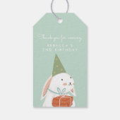 White Cute Bunny Birthday Bedankt Cadeaulabel (Achterkant)