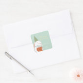 White Cute Bunny Birthday Bedankt Vierkante Sticker (Envelop)