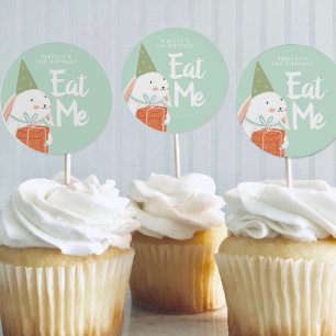 White Cute Bunny Birthday Favor Stickers