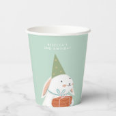 White Cute Bunny Birthday Papieren Bekers (Achterkant)