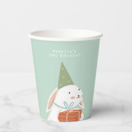White Cute Bunny Birthday Papieren Bekers