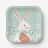 White Cute Bunny Easter Blossom Papieren Bordje (Voorkant)