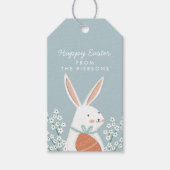 White Cute Bunny Happy Paaster familie Cadeaulabel (Voorkant)
