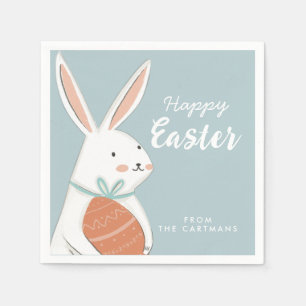 White Cute Bunny Happy Paaster familie Servet