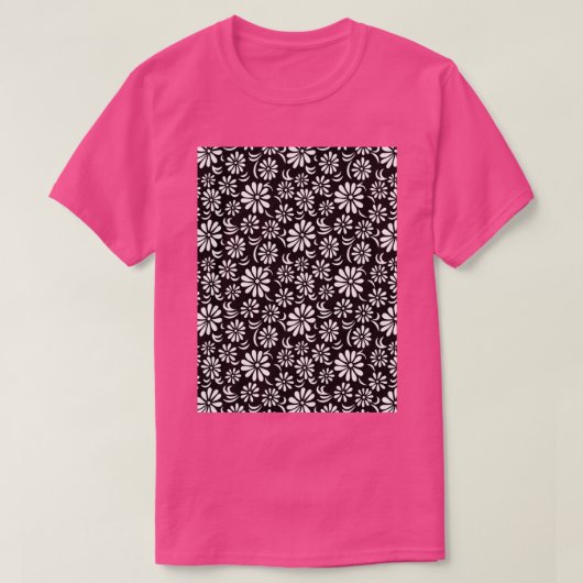 White Cute Daisies on Black Background T-shirt (Design voorkant)