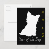White Cute Dog Chinese Year Birthday Black PostC Feestdagenkaart (Voorkant / Achterkant)