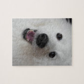 White Cute Dog Smilling Face Jigzaag puzzle Legpuzzel (Horizontaal)