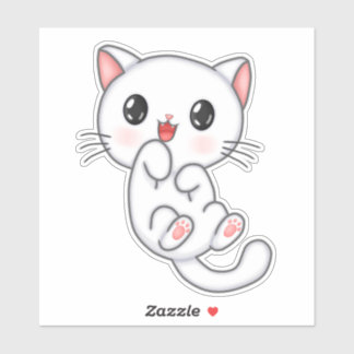 White Cute Kat Sticker