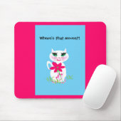White Cute Kitty Cat, kinderen Muismat (Met muis)