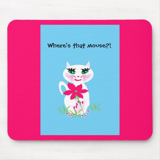 White Cute Kitty Cat, kinderen Muismat (Voorkant)