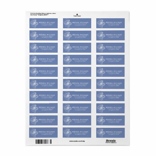 White Cute Octopus Blue Background Etiket (Full Sheet)