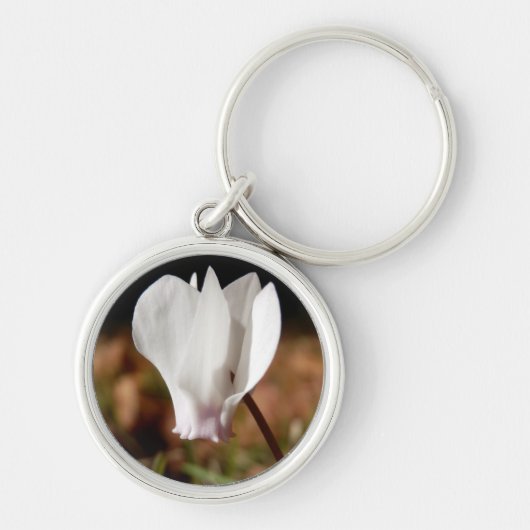 White Cyclamen Key Ring Sleutelhanger (Voorkant)