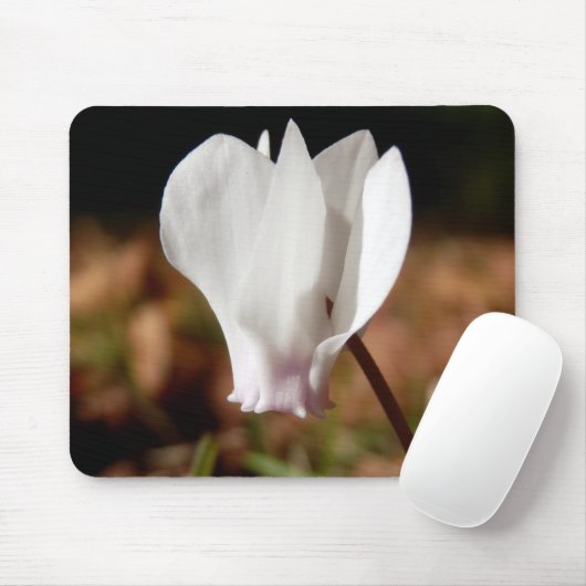 White Cyclamen Mouse Mat Muismat (Met muis)