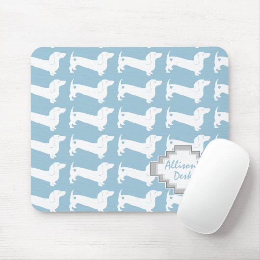 White Dachshund Dog Pattern Muismat (Met muis)