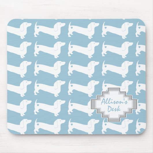 White Dachshund Dog Pattern Muismat (Voorkant)
