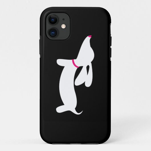 White Dachshund + roze nose op zwart Case-Mate iPhone Case (Achterkant)
