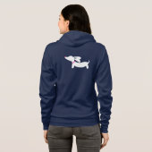 White Dachshund Silhouette met roze kraag Hoodie (Achterkant volledig)