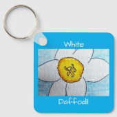White Daffodil Azure Blue Sleutelhanger (Voorkant)