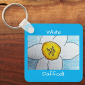 White Daffodil Azure Blue Sleutelhanger (Voorkant)