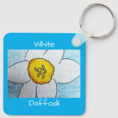 White Daffodil Azure Blue Sleutelhanger (Achterkant)