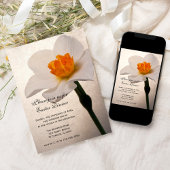 White Daffodil Easter Dinner Invitation Kaart