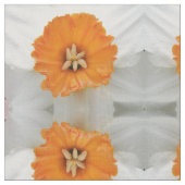 White Daffodil Floral Patterned Fabric Stof (Close Up)