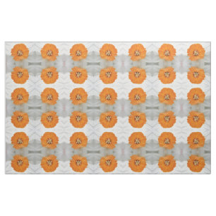 White Daffodil Floral Patterned Fabric Stof