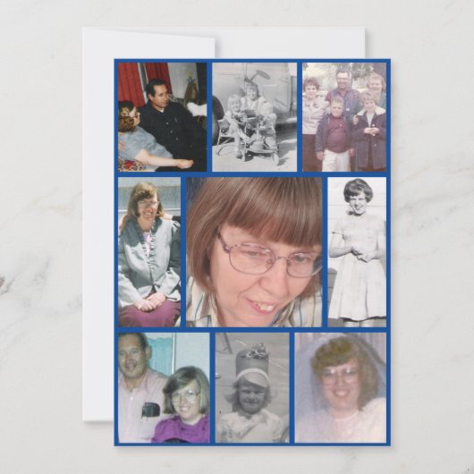 White Daffodil Loving Memory 9 Photo Memorial Kaart (Voorkant)