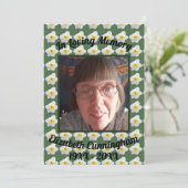 White Daffodil Loving Memory Square Photo Memorial Kaart (Staand voorkant)