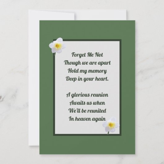 White Daffodil Loving Memory Square Photo Memorial Kaart (Achterkant)