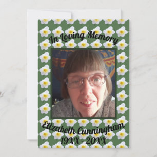 White Daffodil Loving Memory Square Photo Memorial Kaart