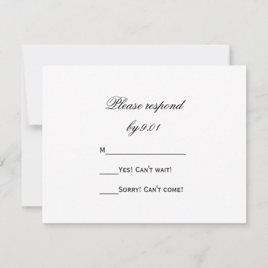 White Daffodil Pearls Wedding RSVP Response Kaart (Achterkant)