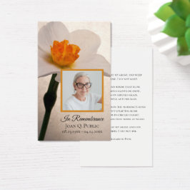 White Daffodil Spring Funeral Memorial Prayer Visitekaartje
