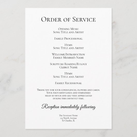 White Daffodil Spring Funeral Memorial Service Programmakaart (Achterkant)